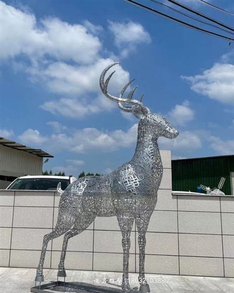 山西镜面母子鹿不锈钢雕塑金属不锈钢雕塑制作