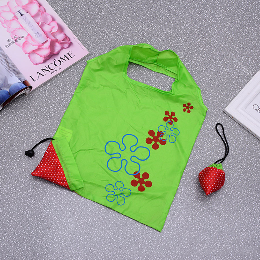 草莓购物袋 折叠购物袋 草莓袋定做LOGO环保袋 创意手提收纳涤纶包Shop pingbag
