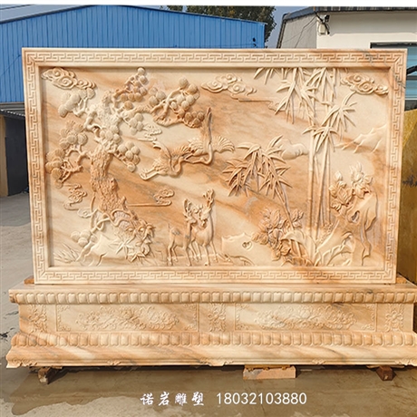 惠州庭院晚霞紅庭院石雕影壁墻加工定制