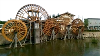 重庆园林景观造景 大型防腐木实木水车  微缩景观水车校园水车模型