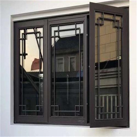 肥西仿古门窗125系列窗纱一体黑咖色窗诗韵徽派仿古门窗定制