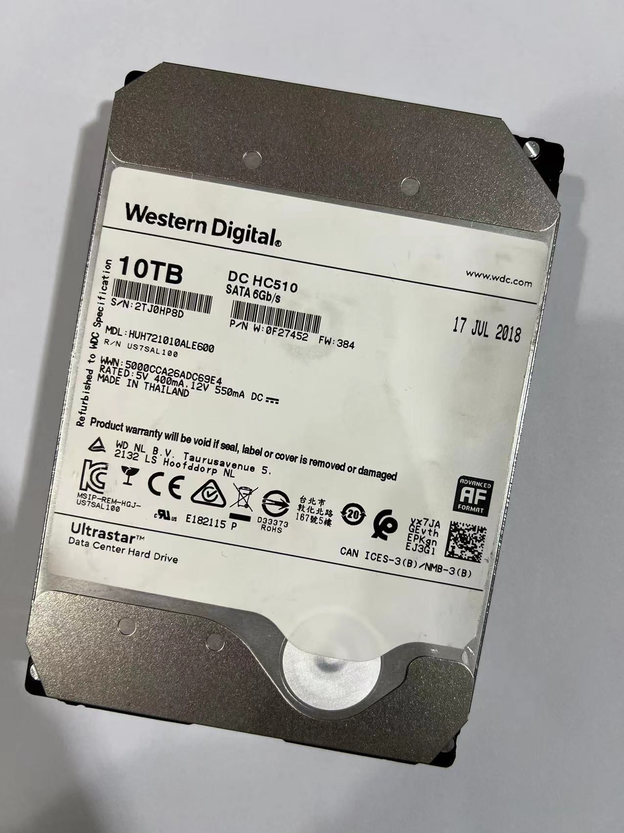 日立氦气10t机械硬盘huh721010ale600台式硬盘10tb监控安防7200