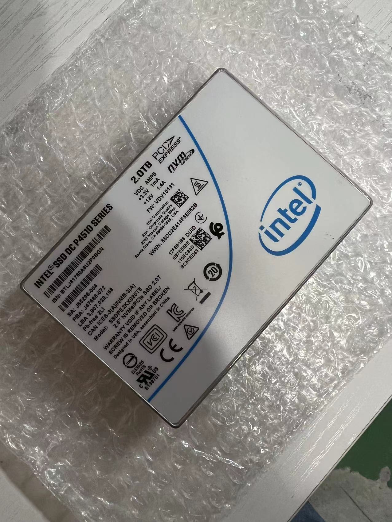 intel英特尔p45102tnvme企业级u2服务器pcie固态硬盘