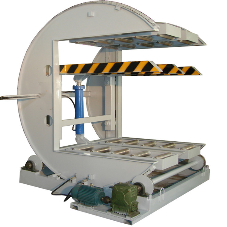 钢卷翻转机实现将重型钢卷吊放到翻转机的v型面,通过0--90°翻转,实现