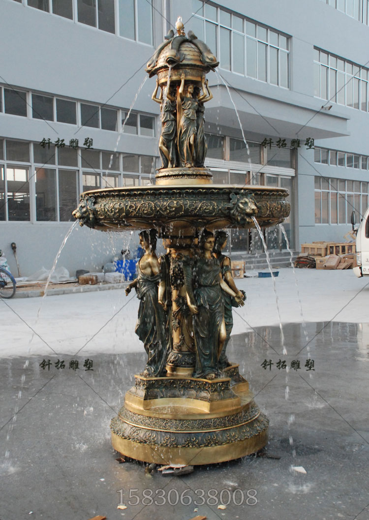 别墅铸铜流水喷泉水池灯光音乐喷泉