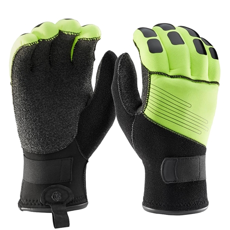 水域救援手套氯丁橡胶手套防水防滑耐磨保暖手套夜晚反光水域救援手套