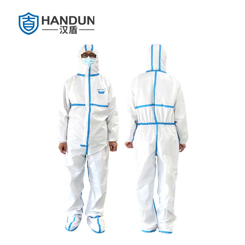 汉盾 HD-BP617 白色胶条型防粉尘连帽连脚一体式防护服