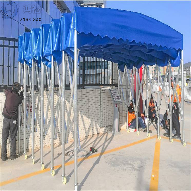 宁海移动棚镀锌钢架收折雨棚 胡陈推拉式伸缩篷抗风优势