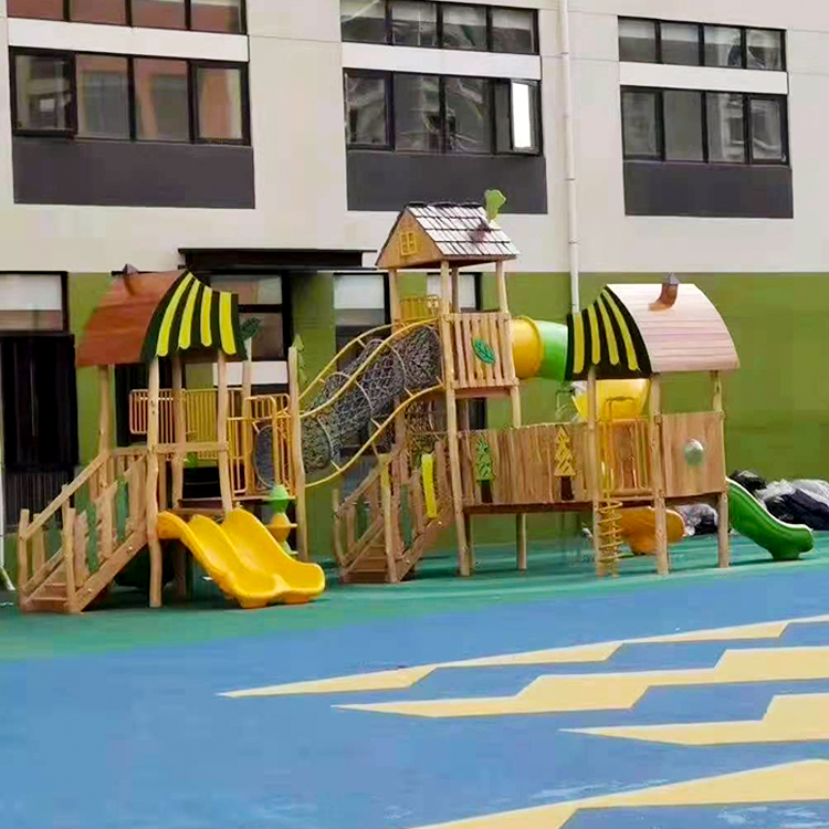 幼儿园木质滑梯组合游乐设备 儿童户外大型木制玩具 拓展攀爬架