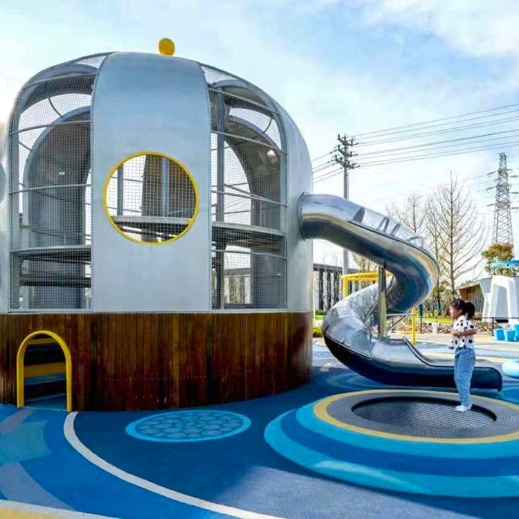 大型不锈钢滑梯定制 户外非标儿童游乐场设备 景区拓展攀爬