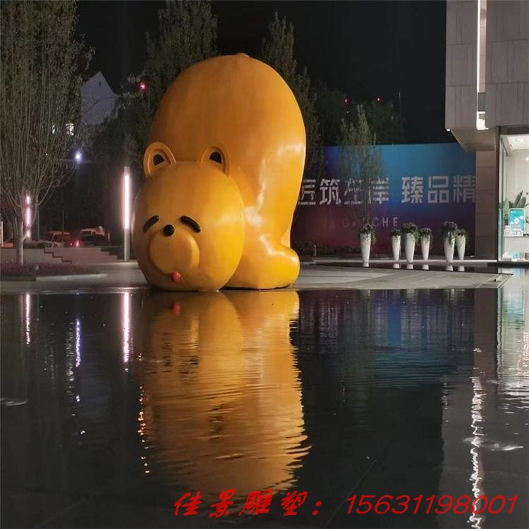 不锈钢卡通熊雕塑 大型景观金属动物雕塑