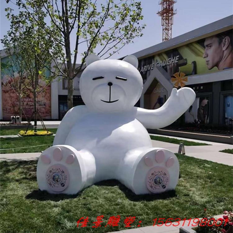 不锈钢卡通熊雕塑 大型景观金属动物雕塑