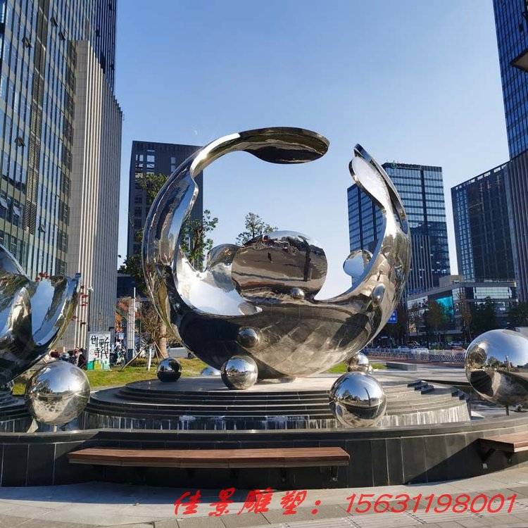 不锈钢镜面圆球雕塑 大型不锈钢景观创意雕塑