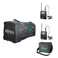 MIPRO 咪宝MA100DB双通道户外无线音箱肩挂便携移动蓝牙音响扩音器手提教学扩音机 配双手持话筒