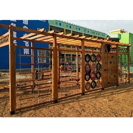 儿童木质攀爬架实木攀爬爬网设施户外大型木质玩具博美