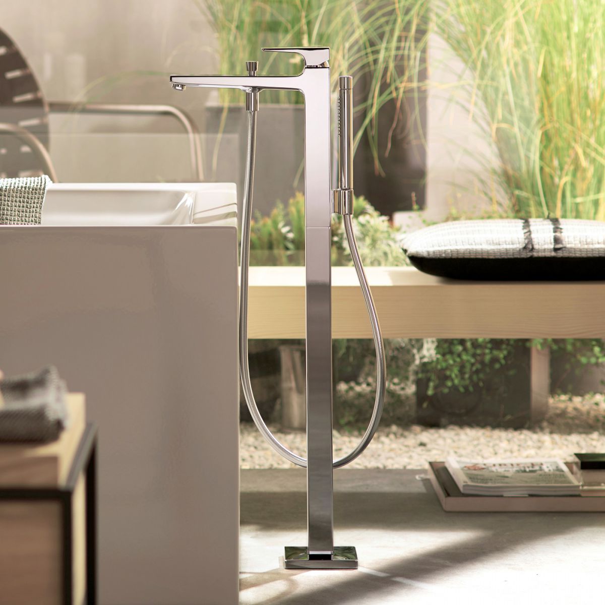 hansgrohe落地式浴缸水龙头带淋浴手柄72412000汉斯格雅洁具卫浴