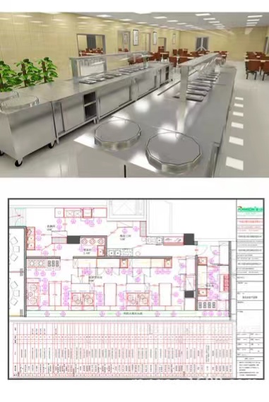 北京弘信永成 院校食堂厨房厨具设备 大型厨房规划设计