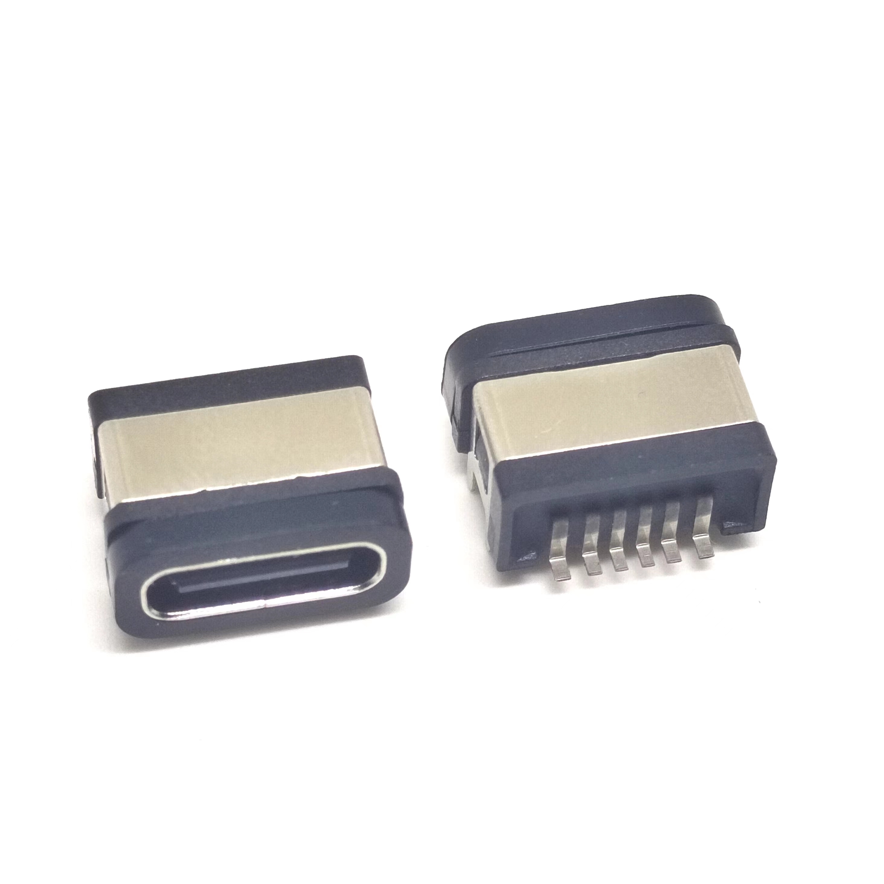 USB3.1 TYPE-C 6PIN 防水母座 板上 四脚插板 IPX7 简易型防水插座