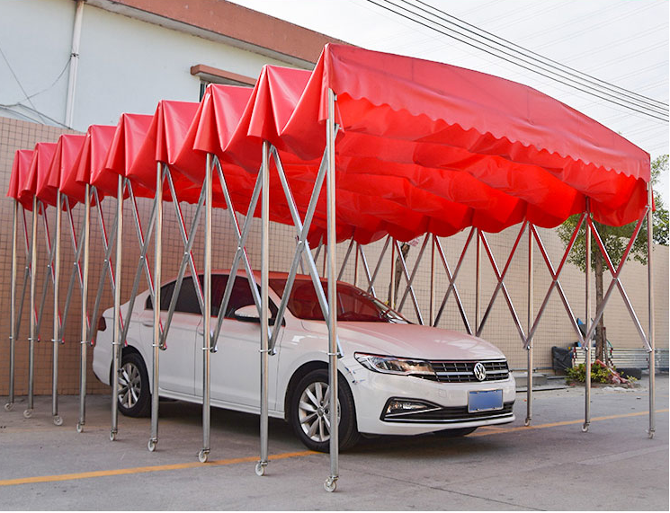 定制推拉雨蓬移动推拉棚大型仓库停车棚伸缩帐篷遮阳