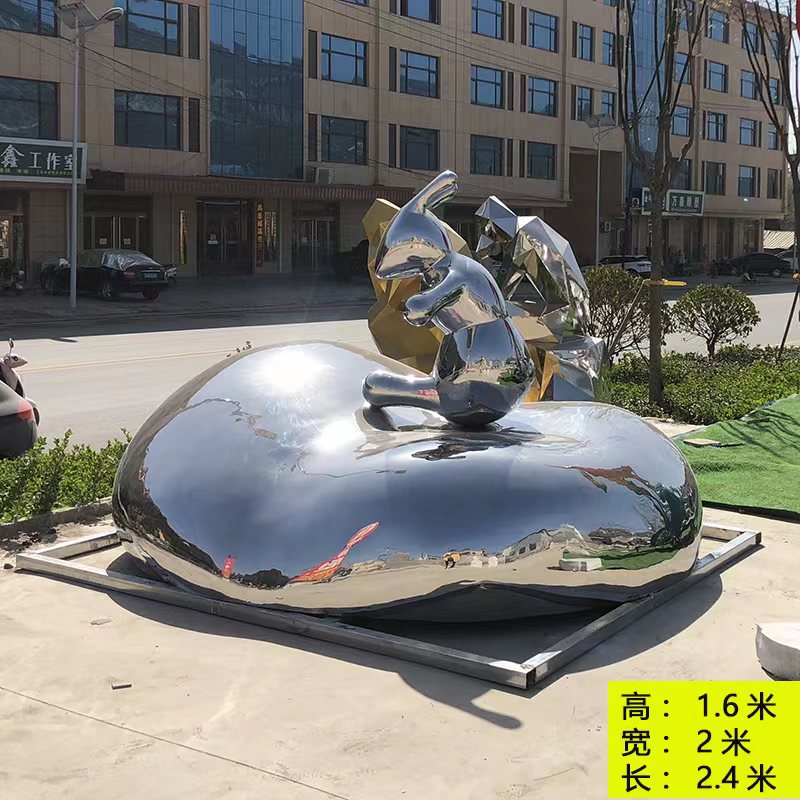 不锈钢镜面石头雕塑 不锈钢镜面动物雕塑