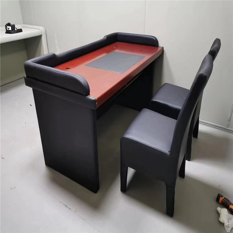 询问室审讯台办公桌子谈话室两人位软包桌椅组合