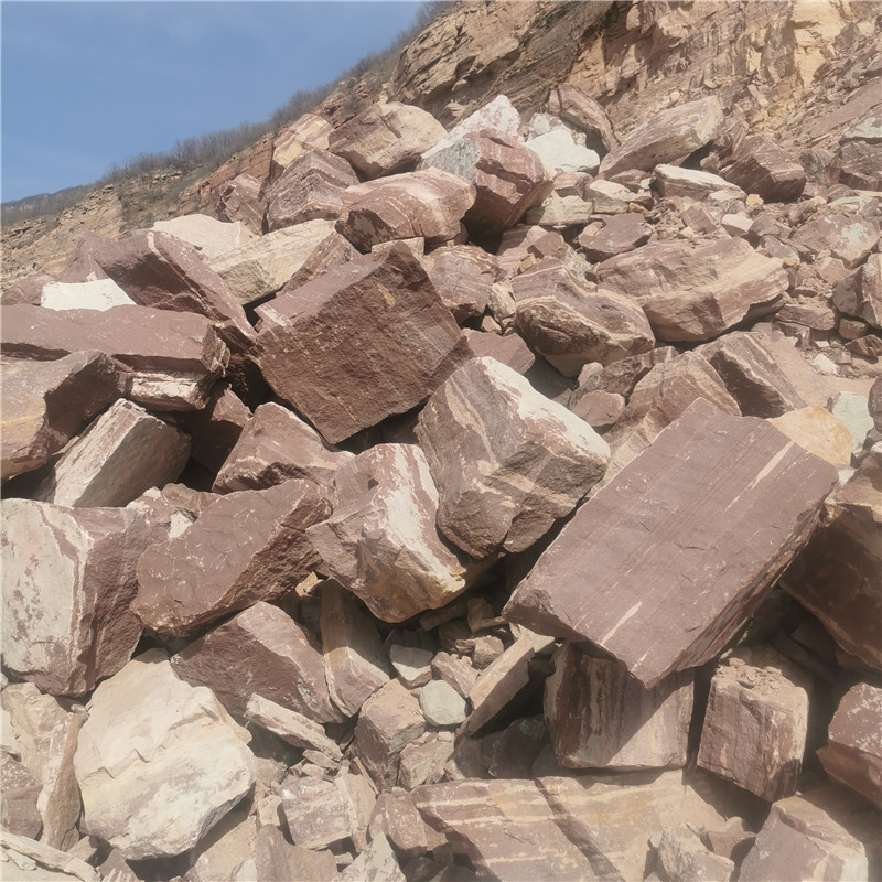 40公分将军红色砌墙石 红色园林垒墙石 高粱红垒墙石