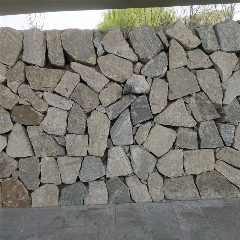 10-15cm厚黄木纹干垒石墙 老石板台阶石 片石景观墙