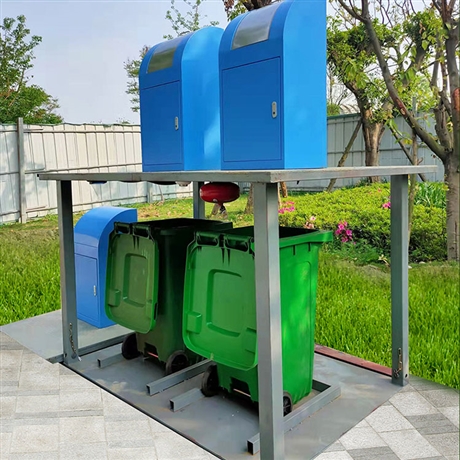 智能液压升降垃圾箱感应开门杀菌消毒程力厂价