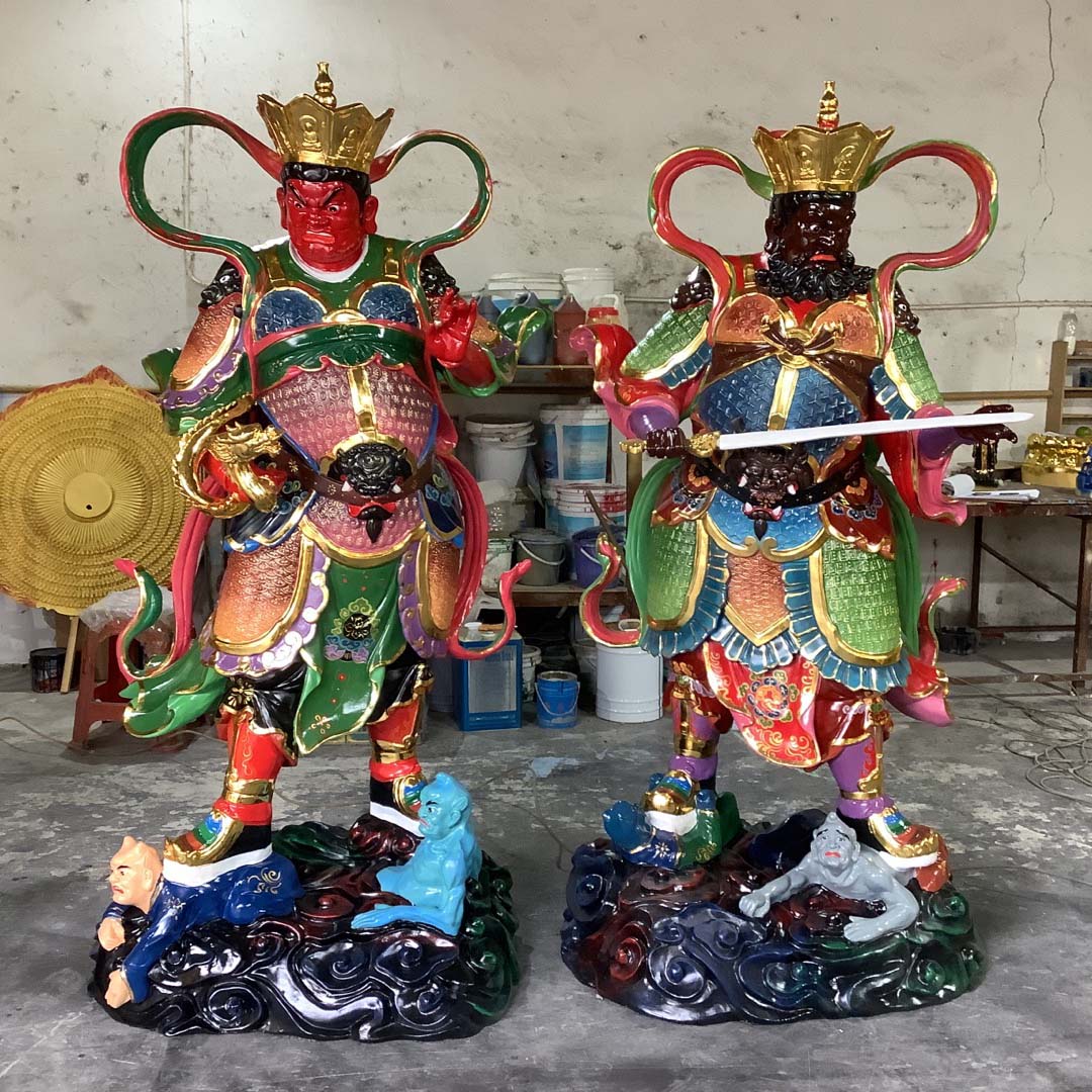 四大天王佛像佛门护法哼哈二将佛像寺院山门立像金刚佛像
