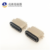 USB连接器 type-c防水母座 6P 沉板式单排贴片 沉板0.8-1.2-1.6MM 锌合金  IPX8级 TYPE-C母座
