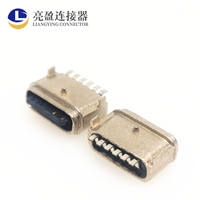USB连接器 type-c防水母座 6P卧式单排贴片 俩脚插件 锌合金  IPX8级 TYPE-C母座