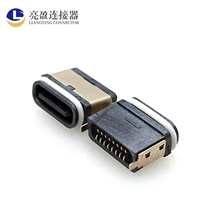 USB连接器 type-c防水母座 16PIN 直立式贴片SMT 俩脚插板 注塑式  IPX67级 TYPE-C母座