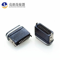 USB连接器 type-c防水母座 16PIN 直立式插板 俩脚插板 注塑式  IPX67级 TYPE-C母座