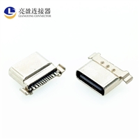 USB连接器 type-c防水母座 12PIN 沉板式单排贴片 俩脚插板 拉伸款  IPX67级 TYPE-C母座