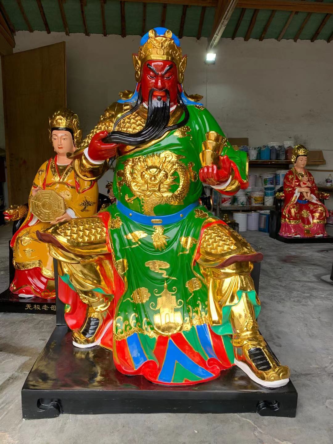 关爷神像生产厂家寺庙塑像拿书关公神像玻璃钢塑像关帝神像