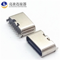 USB连接器 TYPE-C母座 8P 180度直立式插板 俩脚插件  长5.1-5.6MM TYPE-C母座