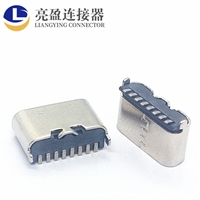 USB连接器 type-c母座 8P 直立式单排贴片 俩脚插板  长5.1-5.6-6.8MM TYPE-C母座
