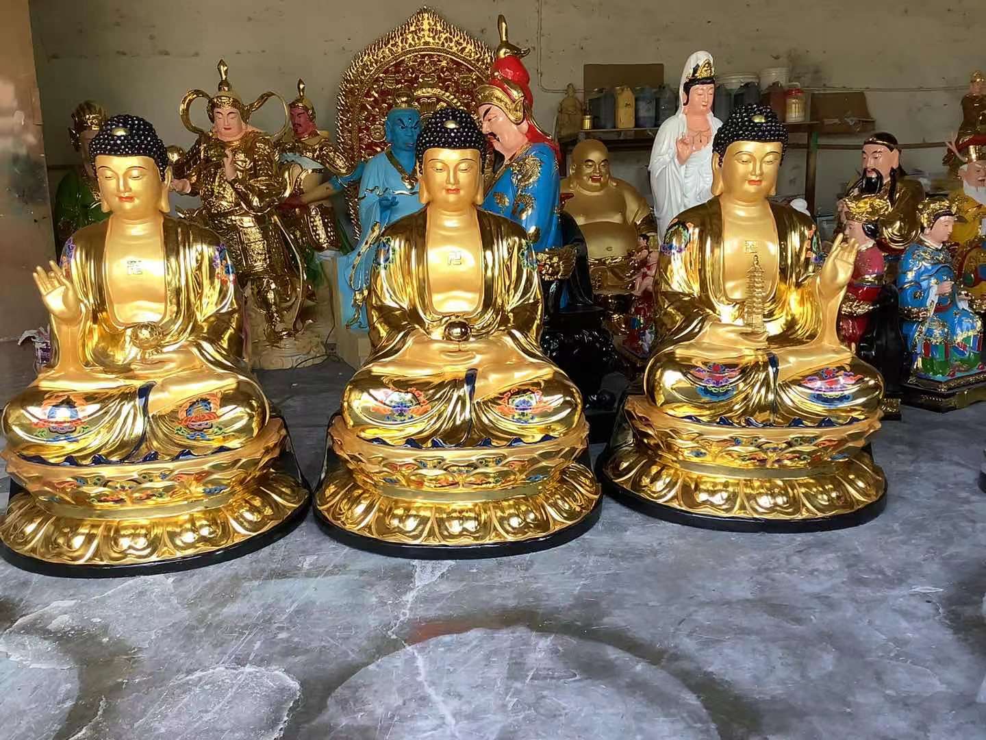 三世佛佛像厂家东方三圣塑像西方三圣药师三尊雕塑