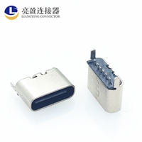USB连接器 type-c插板母座 6P 直立式插板 短体5.1MM TYPE-C母座