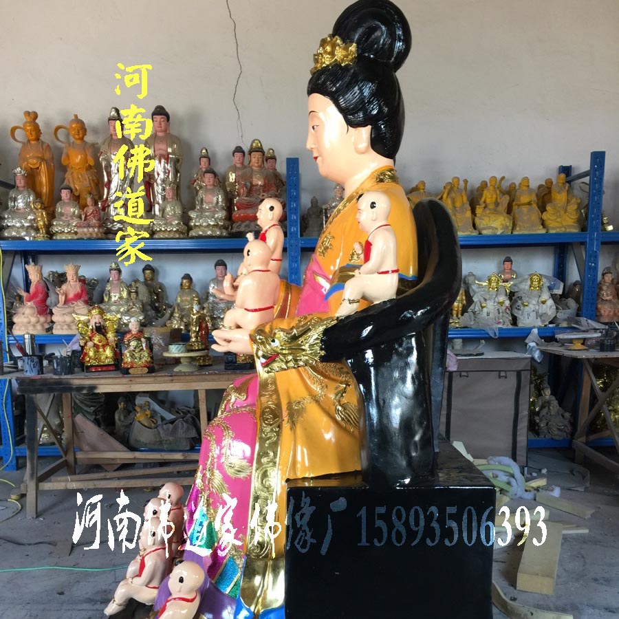 道教三位娘娘神像送子奶奶三霄娘娘神像三仙姑塑像