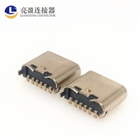 USB连接器 type-c立贴母座 6P 直立式贴片SMT 主体6.5-6.8MM TYPE-C母座