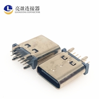 USB连接器 type-c插板母座 14P 180度直立式插板DIP 主体10.0-10.5MM TYPE-C母座