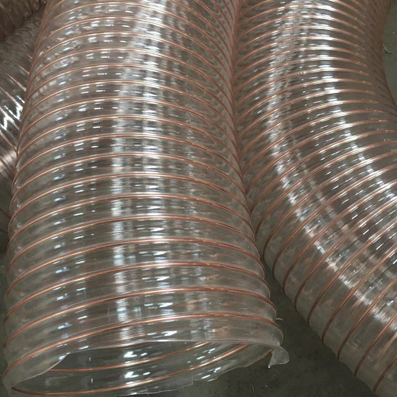 辉航供应工业吸尘通风软管耐负压透明伸缩管tpu钢丝风管