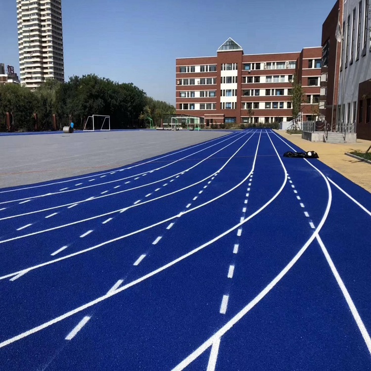 供应学校操场混合型塑胶跑道 13mm防滑耐磨塑胶场地材料 明晟体育
