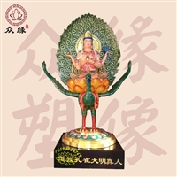 极彩孔雀佛母彩绘树脂神像 玻璃钢九莲圣母九天玄女神像  