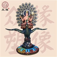 孔雀大明菩萨佛像 树脂玻璃钢九莲圣母彩像 九天玄女极彩古彩塑像