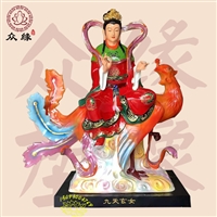 厂家玻璃钢佛像 彩绘九天玄女神像 孔雀菩萨佛像 九莲圣母彩像