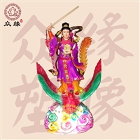 木雕九天玄女 木雕孔雀大明王彩绘神像 九莲圣母树脂玻璃钢佛像