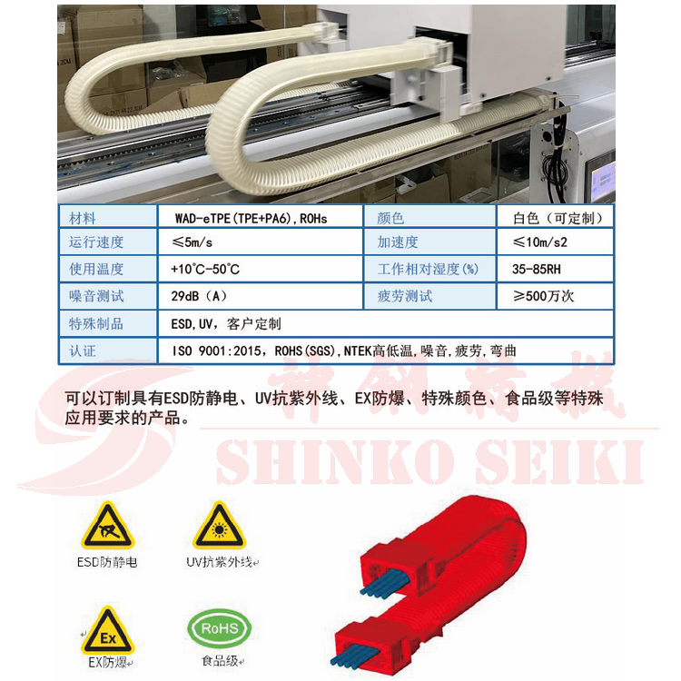 白色柔性无尘拖链、拖链电缆、塑料拖链、尼龙拖链/洁净室专用无尘拖管