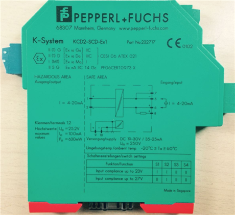 模拟量输出安全栅P+F上海发货KCD2-SCD-EX1